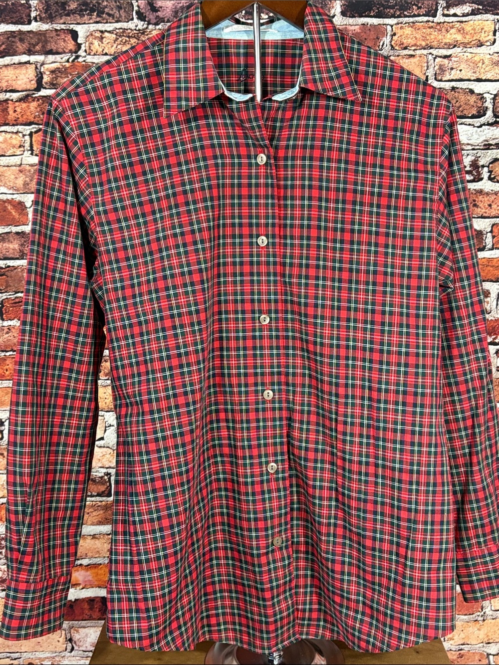 Foxcroft Red & Blue Plaid Button-Down Top Size 6